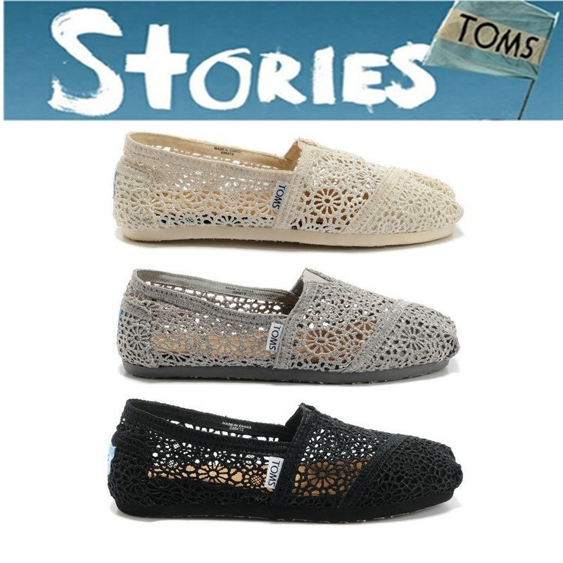 แท้ TOMS  รองเท้าผ้าใบลําลอง ส้นแบน สําหรับผู้ชาย ผู้หญิง