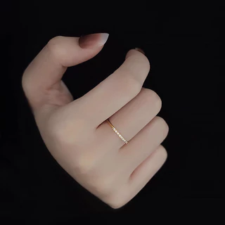 สแตนเลส Tiny Zirconia หินเรียวแหวนผู้หญิง Non Tarnish Gold Plated Hypoallergenic Minimalist Non Fade แฟชั่นเครื่องประดับ