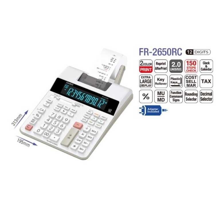 เครื่องคิดเลขพิมพ์กระดาษตั้งโต๊ะ Fr-2650Rc สีขาว