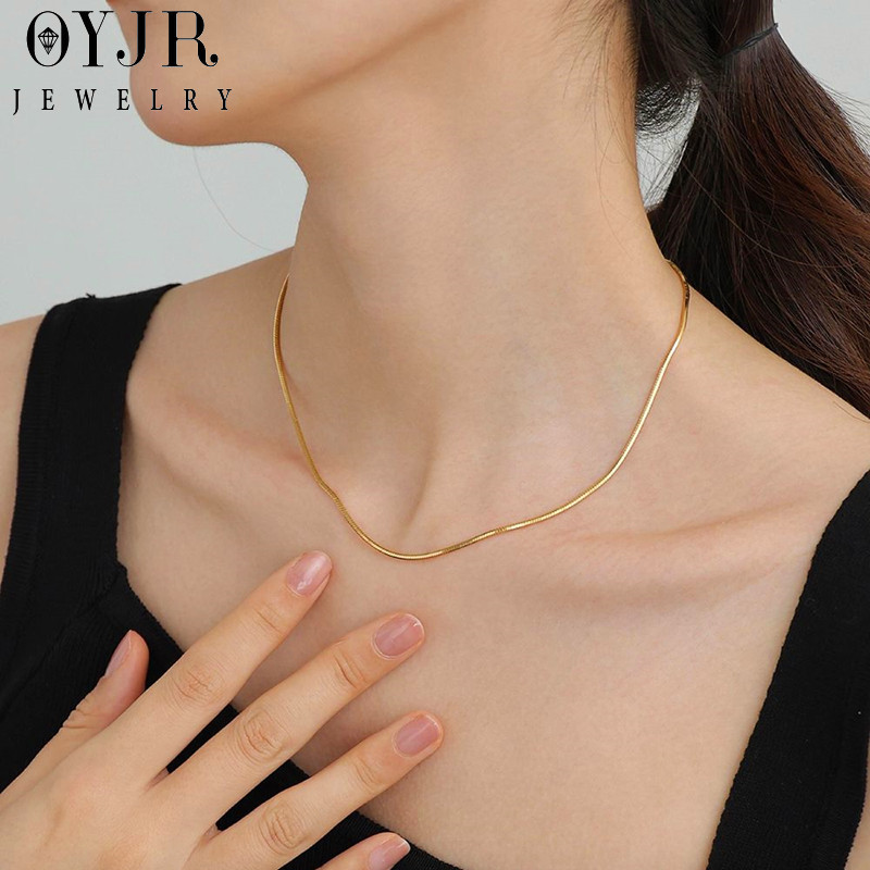 OYJR สร้อยคอกระดูกงูเรียบๆ สร้อยสแตนเลสสำหรับผู้หญิง - รูปที่ 6