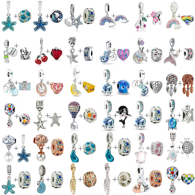 Ocean Charm จี้เหมาะสําหรับสร้อยข้อมือเดิมสร้อยคอจี้เงินลูกปัดผู้หญิงจี้ลูกปัด DIY เครื่องประดับของขวัญ