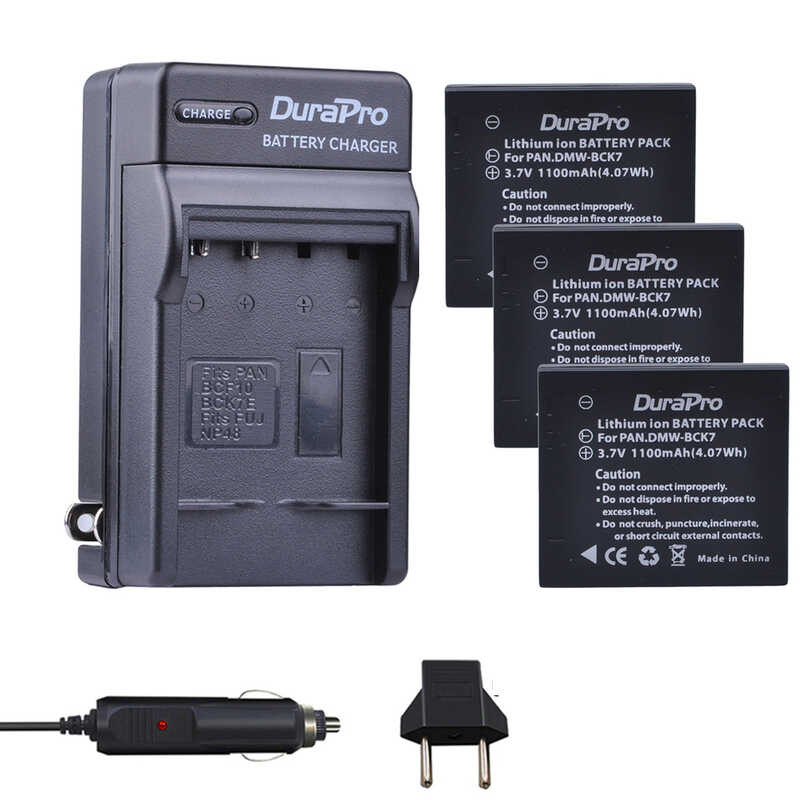 DuraPro 2 3 ชิ้นสำหรับ DMW-BCK7 DMW BCK7 แบตเตอรี่ + ชาร์จไฟในรถย