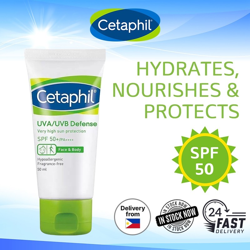 Cetaphil Sunscreen SPF 50+ /PA++++ 50ml Hypoallergenic Daily Facial Moisturizer พร้อมสารป้องกันแสงแด