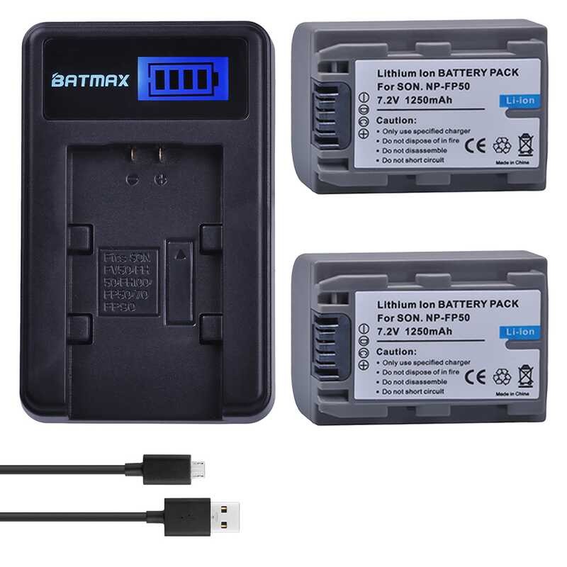Batmax 3 1250mAh NPFP50 Battery+LCD USB Charger for Sony NP-FP30 NP-FP50 NP-FP60 NP-FP70 NP-FP71