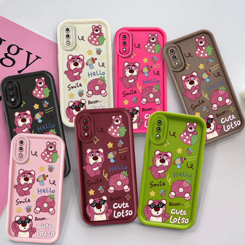 สําหรับ Samsung Galaxy A02 A02S A03 Core A04 A05 A10 A10S M02 M02S M10 ปลอกการ์ตูนสนุกสตรอเบอร์รี่หมีน่ารักซิลิโคนกันกระแทกฝาครอบโทรศัพท์