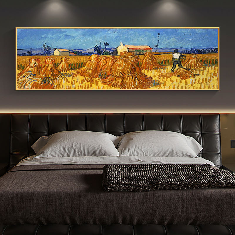 แวนโก๊ะแขวนตกแต่งภาพวาดภาพวาดที่มีชื่อเสียงของโลกเต็มไปด้วยดวงดาวบนท้องฟ้าแม่น้ำโรนห้องนอนห้องนั่งเ - รูปที่ 4