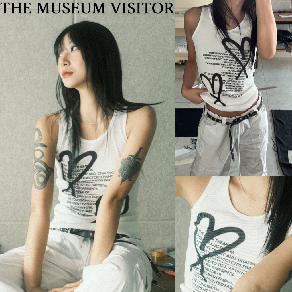[THE Museum VISITOR] HEART PRINTED SLEEVELESS (WHITE) / สินค้า KR แท้ 100% / จัดส่งรวดเร็วจาก KR!