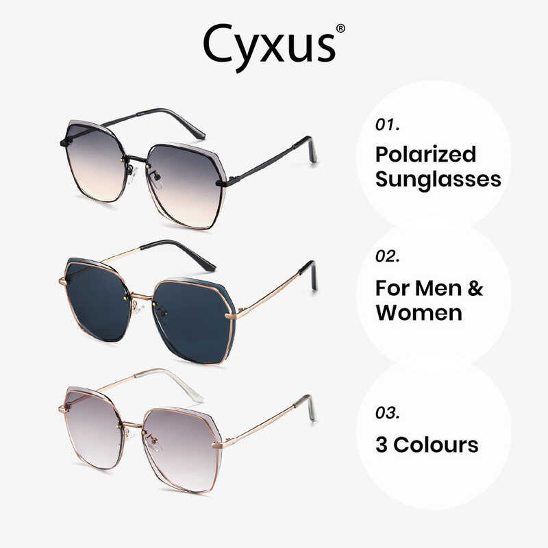 Shades Cyxus Fashion แว่นกันแดดกรอบใหญ่แว่นกันแดดแบบไม่มีโพล