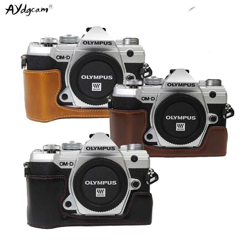หนัง Pu EM5 III กล้องป้องกันครึ่งฝาครอบสําหรับ Olympus OMD EM5 III E-M5 Mark III EP7 E-P7 กรณี