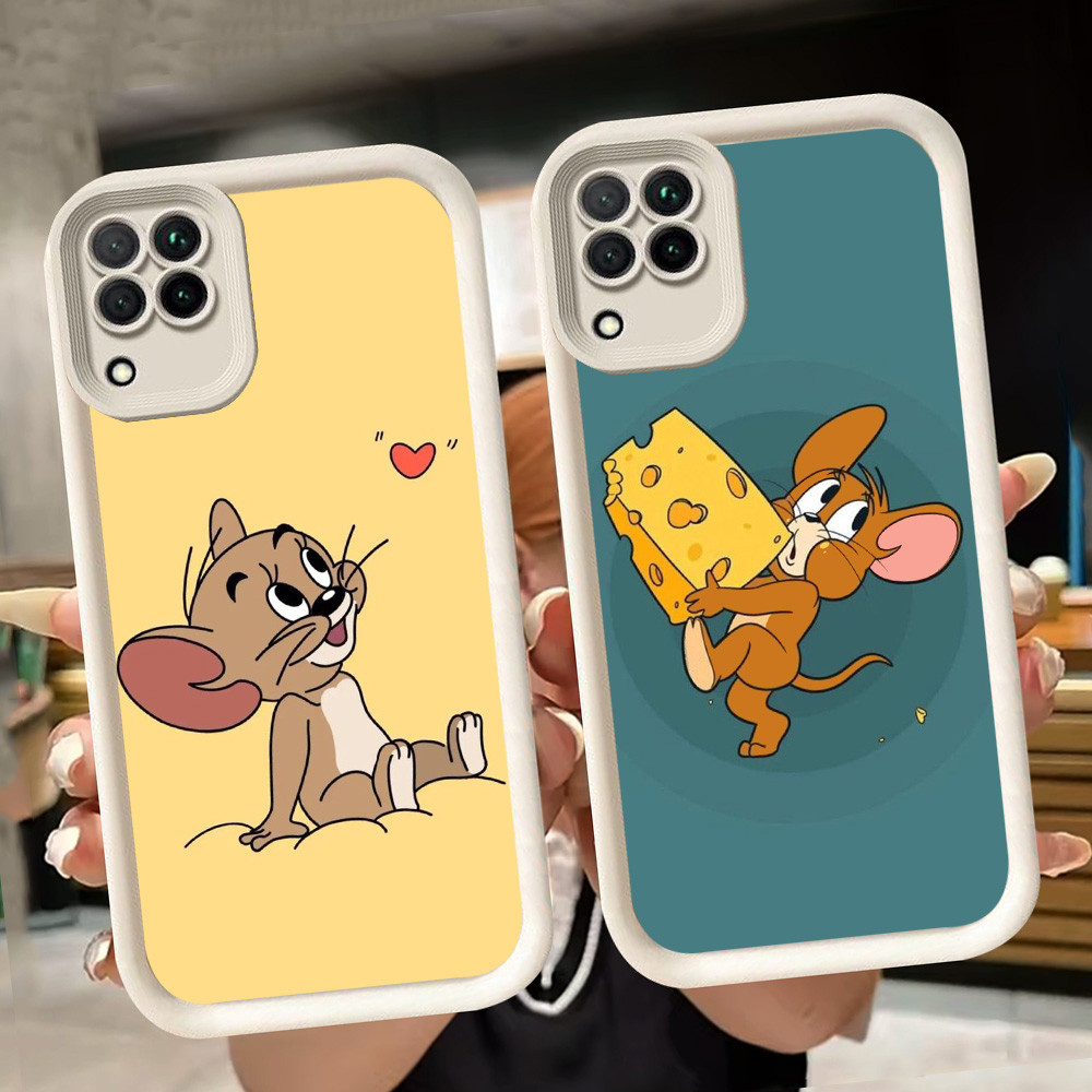 ปลอกอ่อนสําหรับ Samsung M04 A04E A05 A12 A04 F04 J2 A06 A07 A22 J7 Prime Pro 5G สีขาว Q8 เมาส์แมว