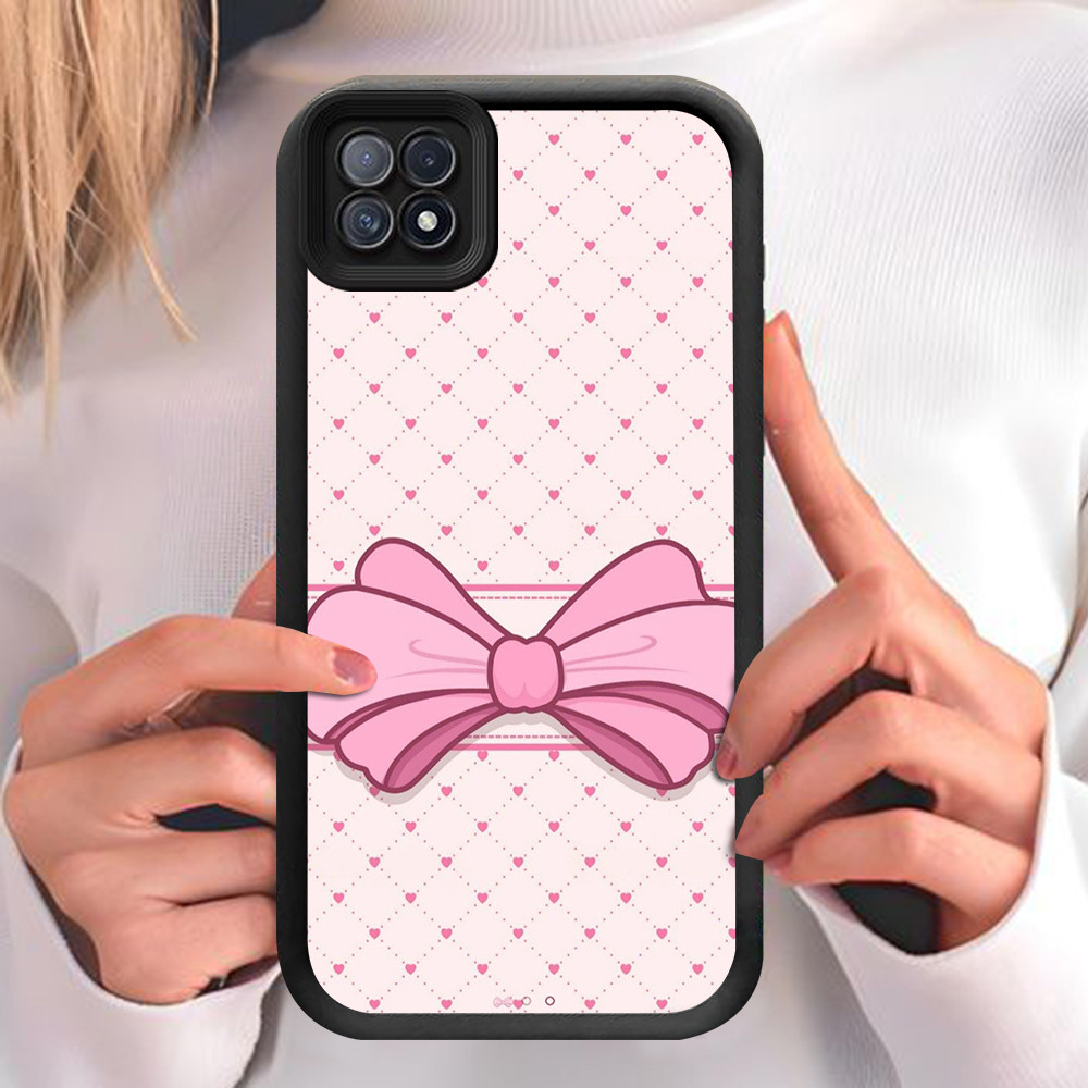 NA-66 สีชมพูโบว์รูปแบบปลอกกันกระแทกสําหรับ OPPO A93 A16E A16K F17 Reno 4F Realme C20A C11 C20 Pro