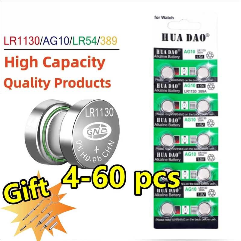 แบตเตอรี่อัลคาไลน์ LR1130 AG10 ปุ่ม LR 1130 SR1130 389A LR54 L1131 สำหรับนาฬิกา เครื่องช่วยฟัง ไฟฉาย