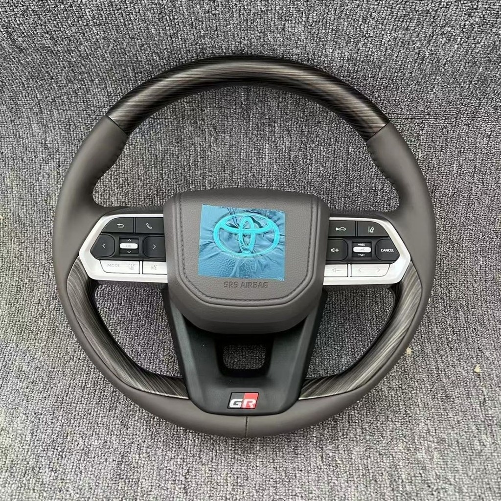 เครื่องหนังสีเทา Toyota All-Series Universal พวงมาลัยมัลติฟังก์ชั่นพวงมาลัยสากลรองรับ Mahogany GR ร