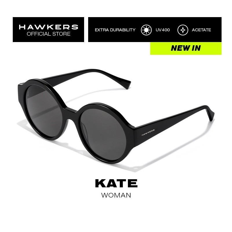 HAWKERS Black Kate Sunglasses For Men And Women, Unisex. Official Product Designed In Spain