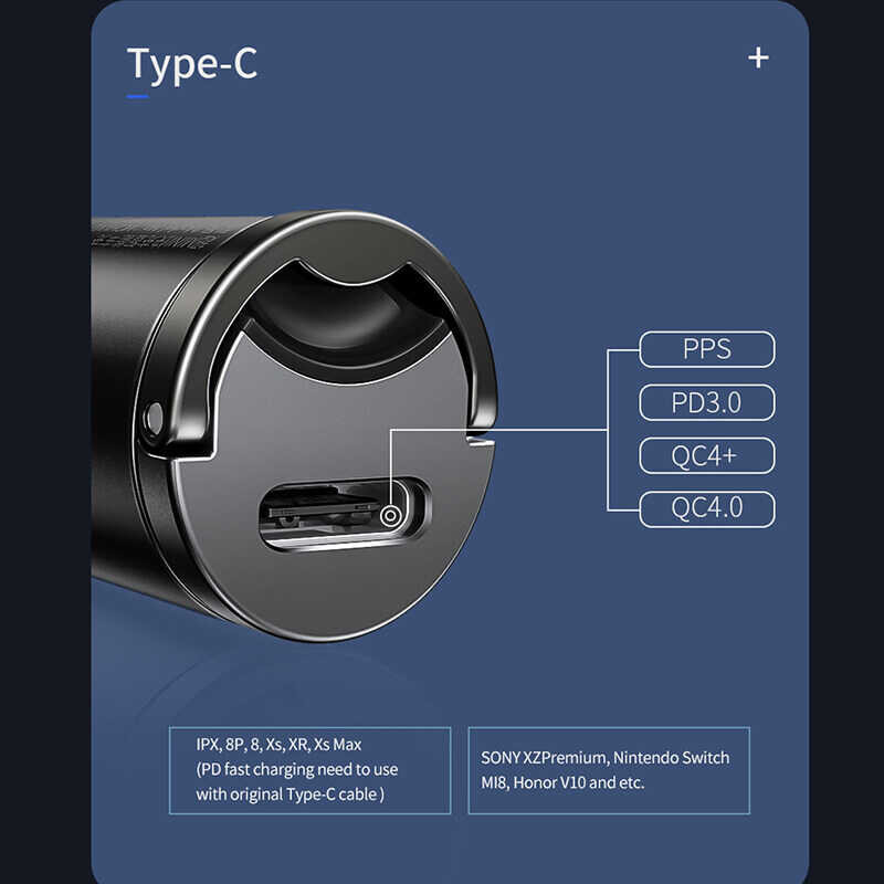Baseus Car 30W Qc4.0 PPS Fast Charging For Iphone Xiaomi Samsung Auto Charger Adapter Accessories