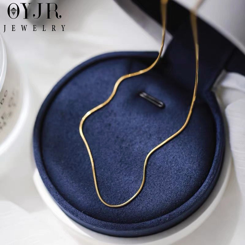 OYJR สร้อยคอกระดูกงูเรียบๆ สร้อยสแตนเลสสำหรับผู้หญิง - รูปที่ 2