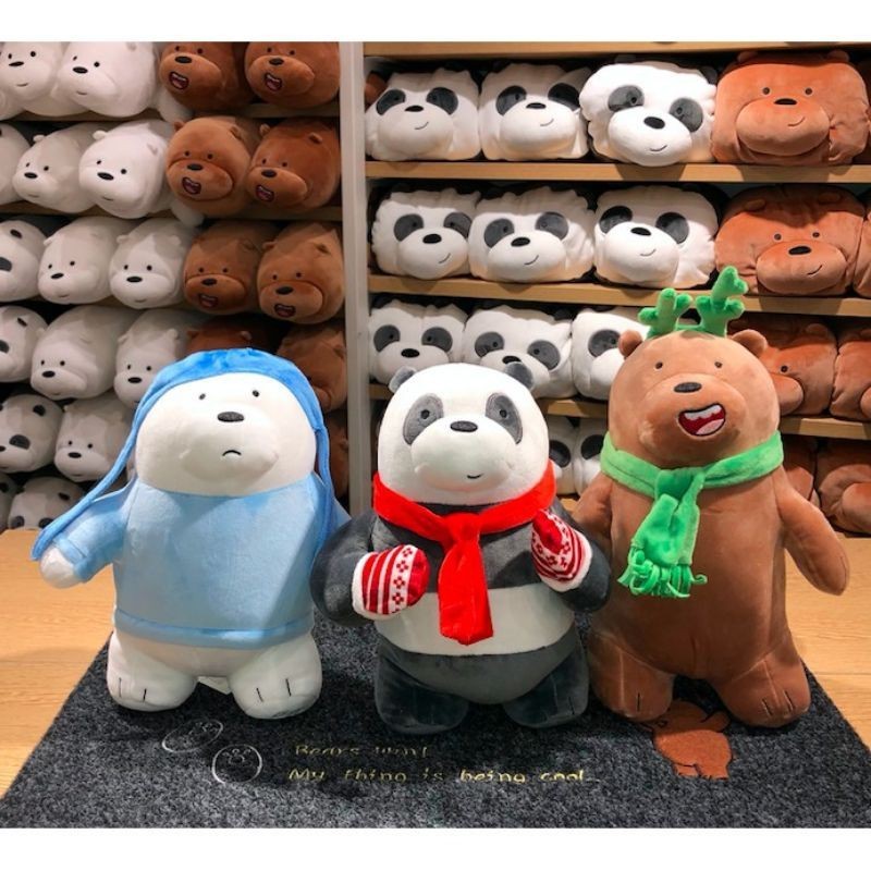 ตุ๊กตาหมี We bare bear Christmas Miniso ตุ๊กตา We Bare Bears Christmas Edition Stuffed Plush Toy Pa