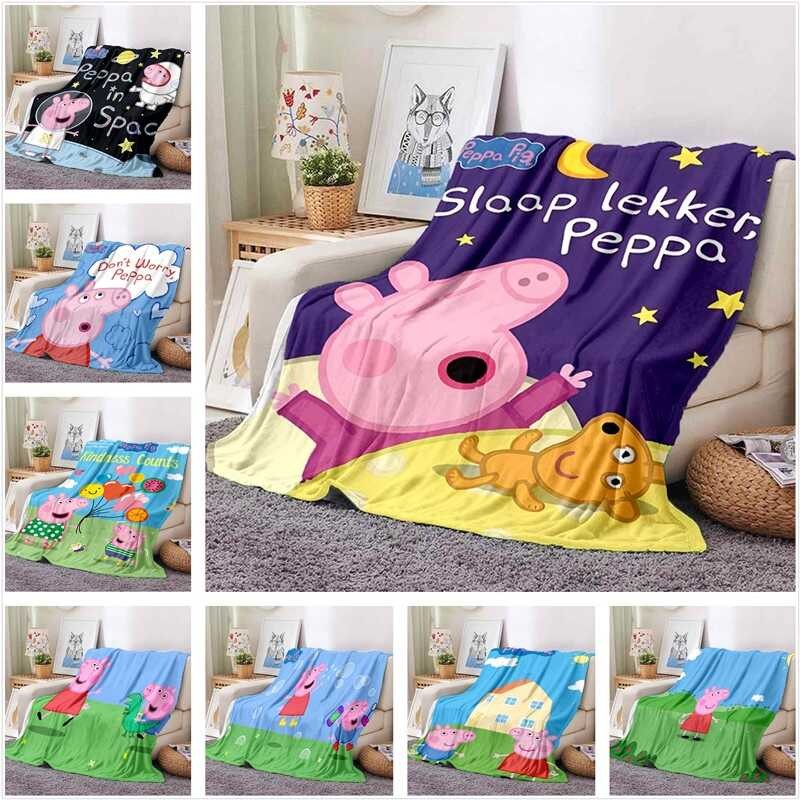 LY Cartoon Peppa Pig Cute Blanket Office Nap Sofa Cover Carpet Children's Air  Cover Carpe
