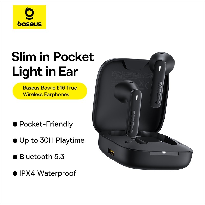 Baseus Bowie หูฟังบลูทูธไร้สาย E16 TWS 5.3 พร้อม IPX4 กันน้ํา เล่นได้ 30 ชั่วโมง