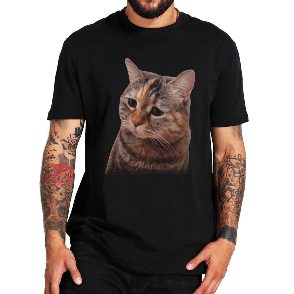 น่ารัก Sad Mewing Cat เสื้อยืดแมวตลก Talking Meme Trend Y2k คู่ของขวัญเสื้อยืดลําลอง