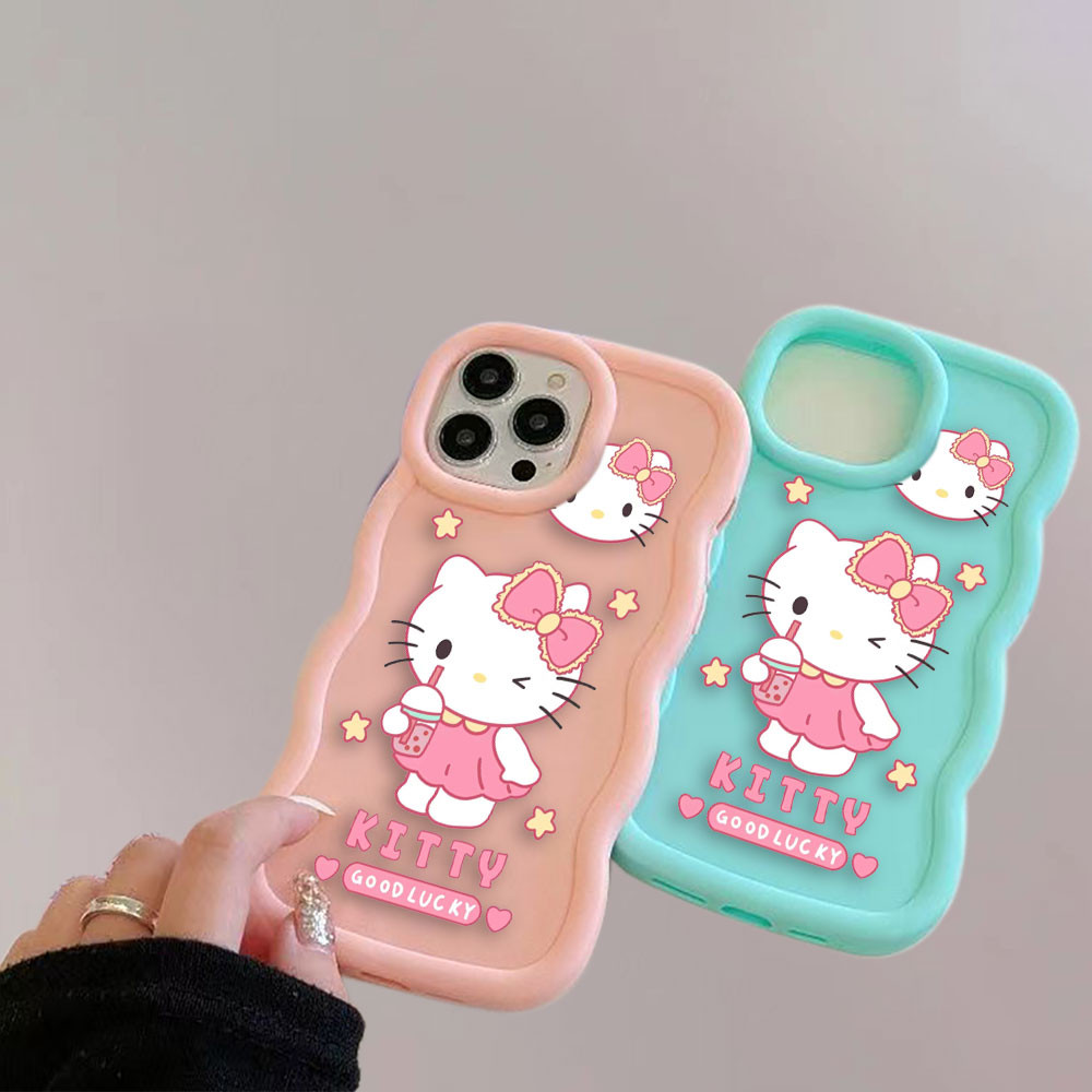 น่ารัก Hello Kitty Big Hole Macaron เคสโทรศัพท์สําหรับ SAMSUNG S25 S24 S23 S22 S21 S20 A10 A06 A05 A