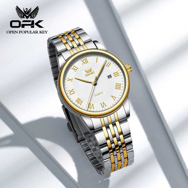 Men OPK Watch Original Authentic Sports Waterproof Calendar Function Stainless Steel Strap Scratch-