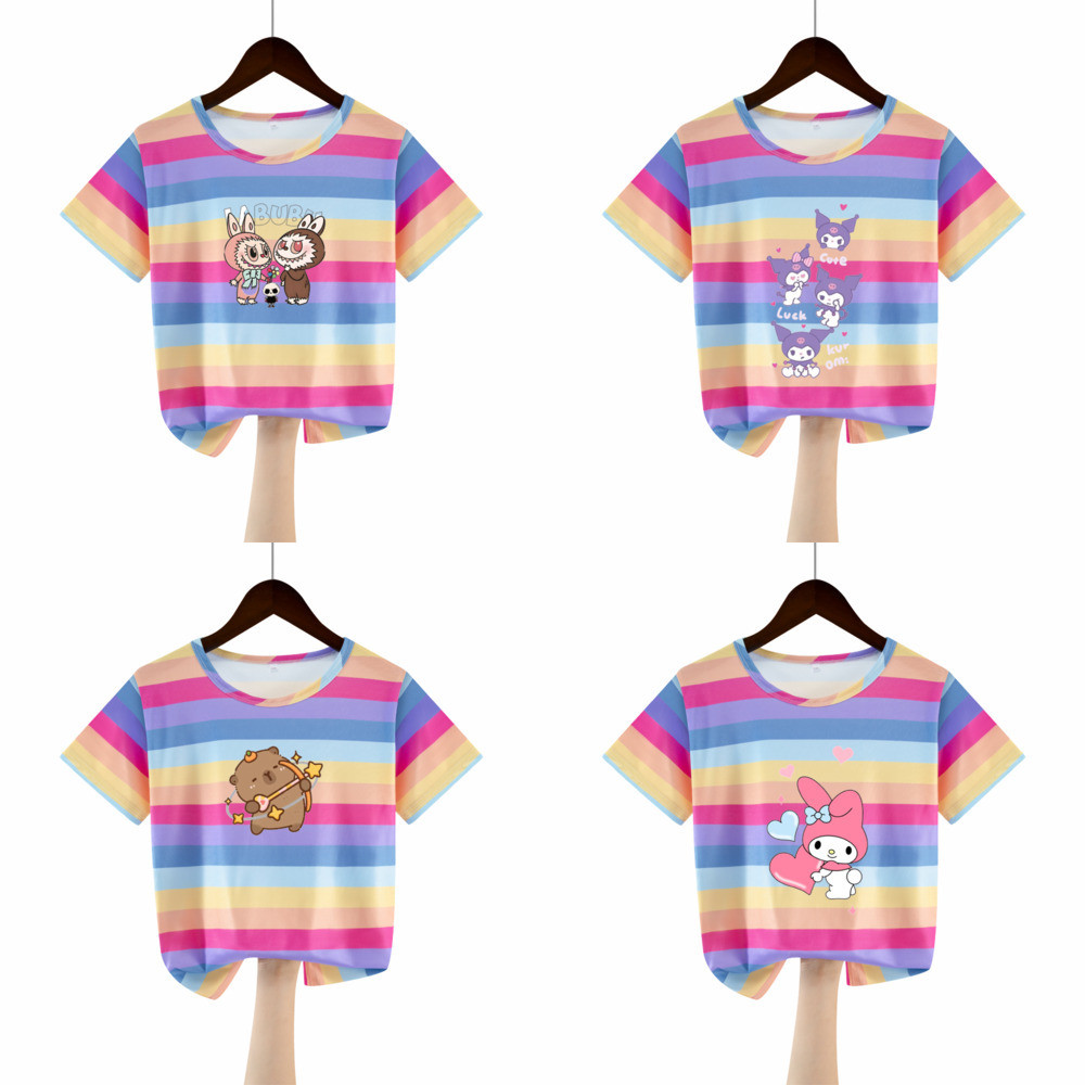Kids Chic Fun Kids Short Sleeve Tee Girls Ice Silk Round Neck Tshirts 3 4 Boys T สําหรับ 8 - 9 ปี