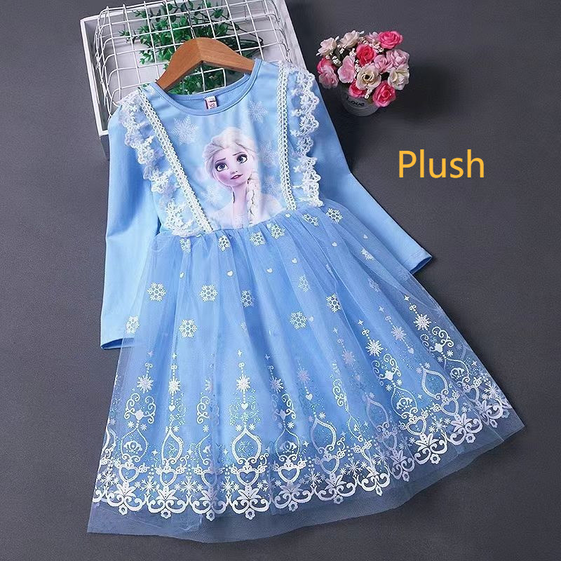เสื้อผ้าเด็กสําเร็จรูปสําหรับเด็กผู้หญิงชุดเจ้าหญิง Elsa Frozen กระโปรงชุดเด็กกระโปรงเด็กผู้หญิง