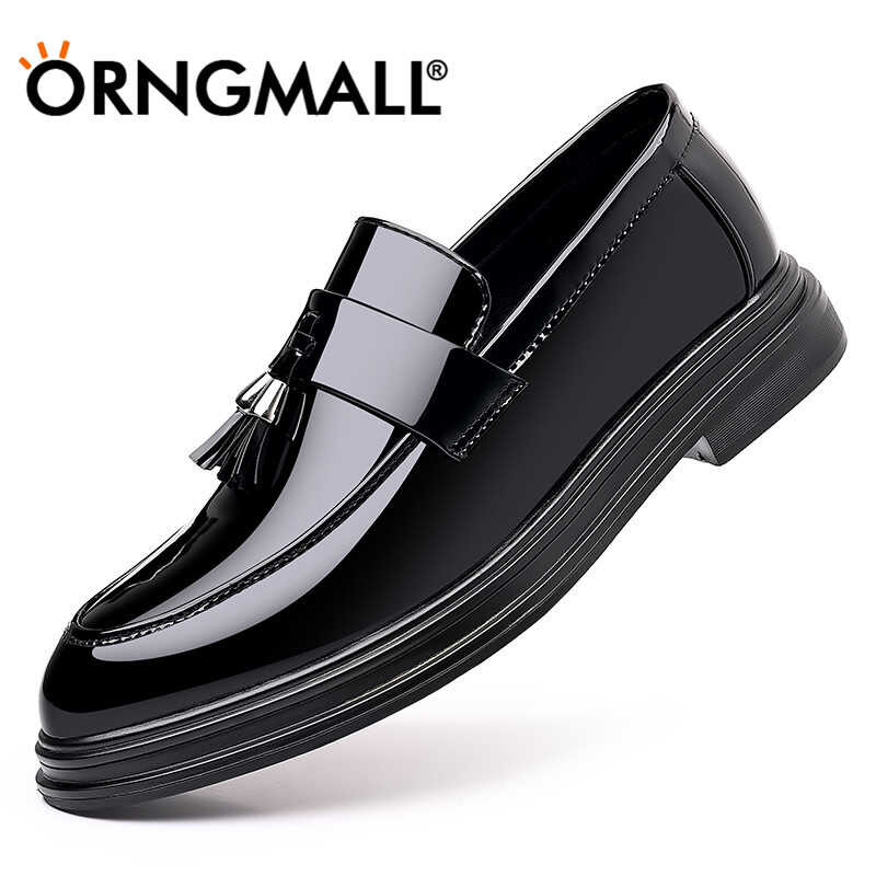 ORNGMALL รองเท้าหนังลำลองผู้ชาย สีดำ