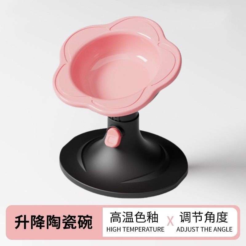 Cat Bowl Cat Cat Food Food ชามแมวชามน้ำชามอาหารชามเท้าสูงป้องกันกระดูกสันหลังส่วนคอชามปากเอียงสามาร