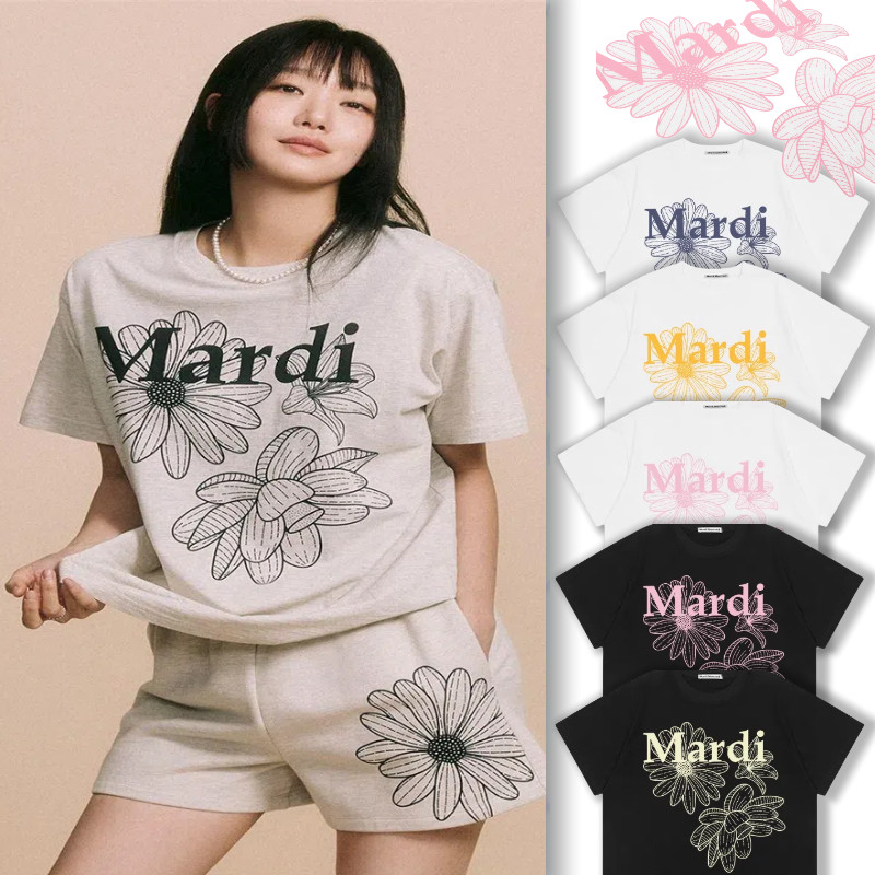 ♞MARDI MERCREDI TSHIRT TRIPLE FLOWER #เสื้อ mardi#mardi แท้#เสื้อยืด cotton#เสื้อยืด 2025