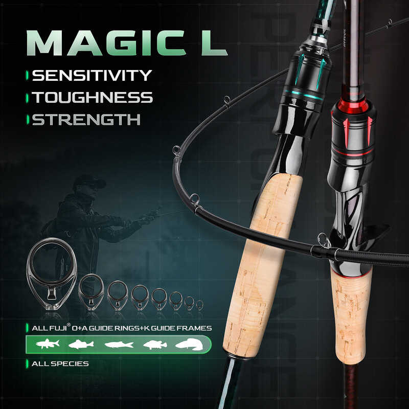 HANDING Magic Spinning Rod ตกปลา 1.98-2.44M UL L ML MH M 2 แท่งตกปลา MF / F น้ำห