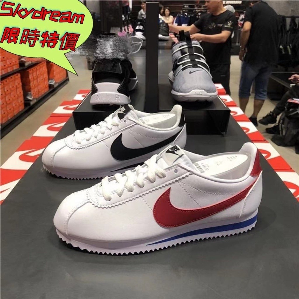 คุณภาพสูงเกาหลี NIKE CLASSIC CORTEZ สีขาวสีดําสีแดง Forrest Gump รองเท้า Forrest Gump รองเท้าผ้าใบผ