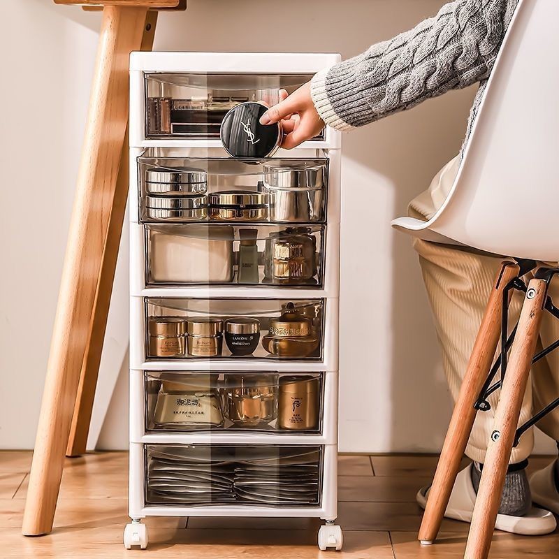 🔥ของแท้🔥 Drawer-type Storage Cabinet Household Plastic Transparent Cabinet Storage Cabinet Multi-