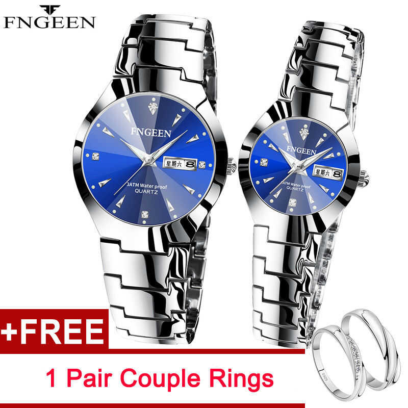 ❤ [แหวนคู่ฟรี] FNGEEN ขายร้อน2 Pcs นาฬิกาคู่ฉบับภาษาเกาหลี Original