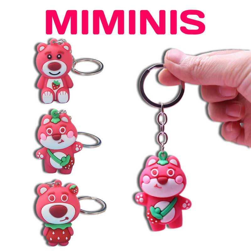 GANTUNGAN Minimis - LOTSO PINK BEAR CHARACTER KEYCHAIN H640 CUTE RUBBER BEAR CHILDRENS KEYCHAIN