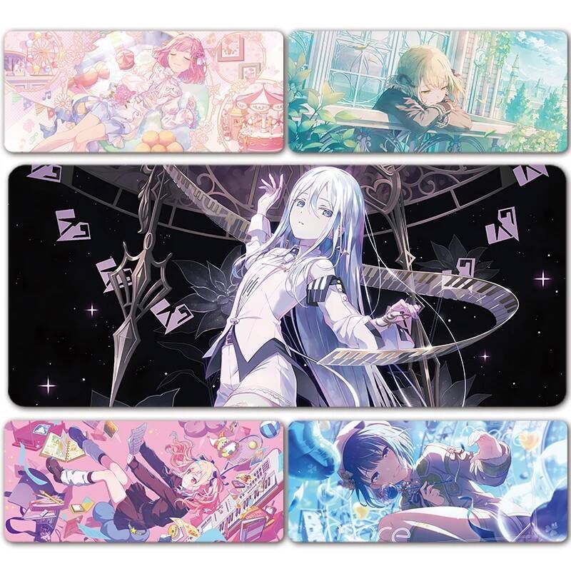 Project Sekai World Link PJSK 25Ji MMJ WxS VBS LN XXL แผ่นรองเมาส์ขนาดใหญ่คอมพิวเตอร์แล็ปท็อปลื่นแป้