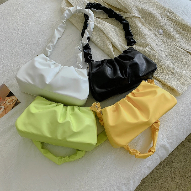 Puffy Cloud Bag 2025 Summer Womens Pleated Crossbody Bag Soft Texture