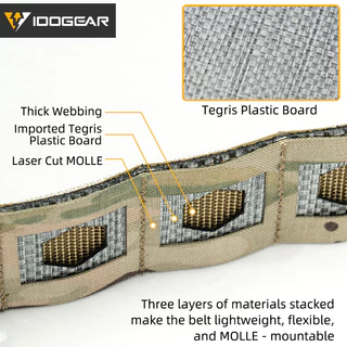 IDOGEAR 2 "เข็มขัดทางยุทธศาสตร์ MOLLE Tegris คณะกรรมการพลาสติก 1000D เข็มขัดไนลอนแข็งน้ำหนักเบา 3441