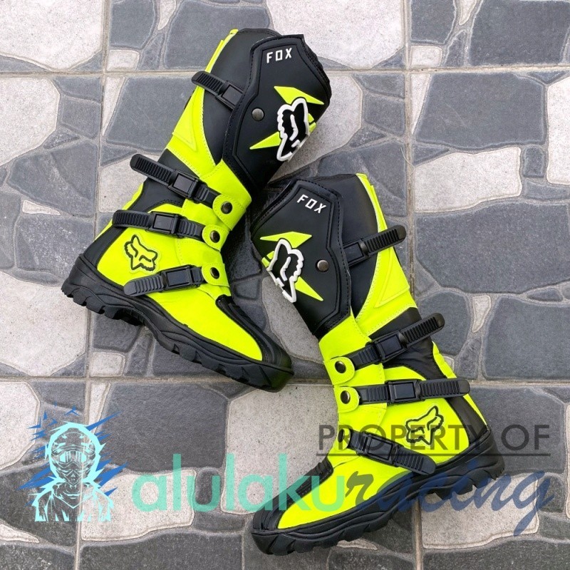 Lokal Trail Boots SV Motocross MX Local Premium คุณภาพดีที่สุด - สีดําฟลูออกรีน
