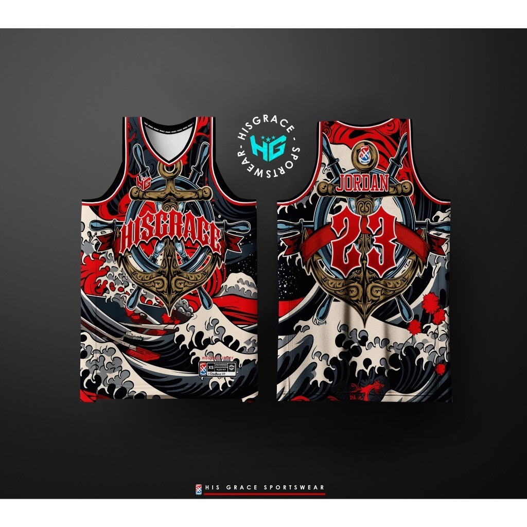 HG BASKETBALL CONCEPT LAKERS SHIPWHEEL ANCHOR FULL SUBLIMATION JERSEY