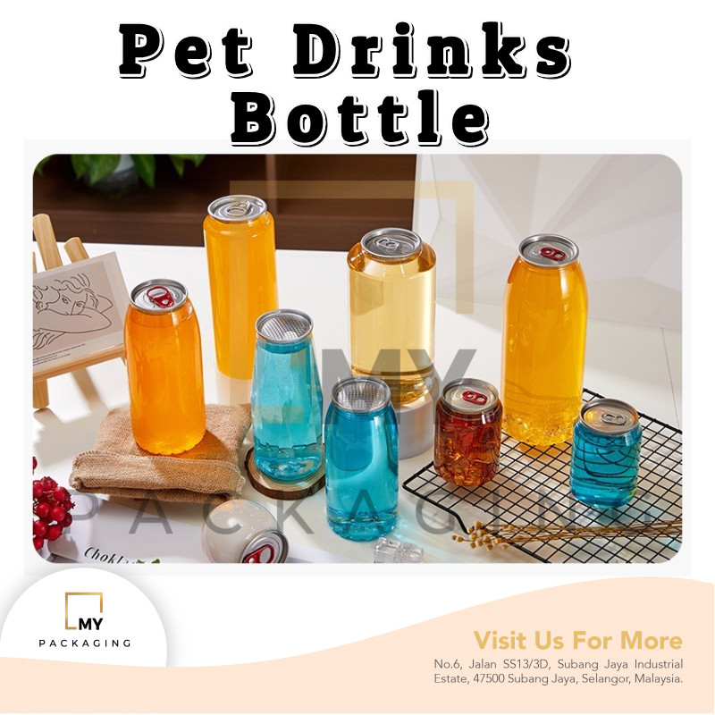 ขวดเครื่องดื่ม PET 210ml - 700ml + ฝาอลูมิเนียม - สําหรับขวดน้ํา, ขวดเครื่องดื่ม, ใส่กาแฟ, นม