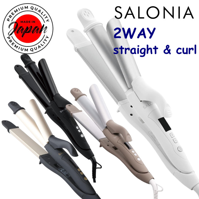 Salonia | 2WAY ที่ม้วนผมตรง และผมลอน 32 มม. 220 C Sl-002 เข้าได้กับต่างประเทศ 120 C~230 C ความงาม ด