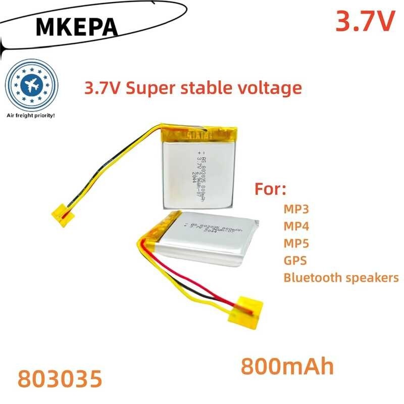 803035 a 3.7V 800mAh Li-Polymer Lipo แบตเตอรี่แบบชาร์จไฟสำหรับ MP3, MP4,