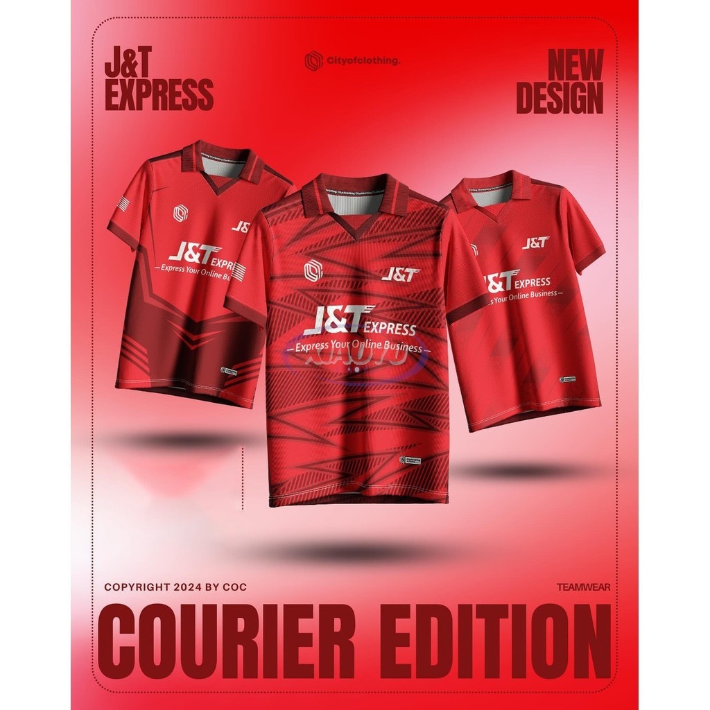 J&t EXPRESS Retro Summer Mens Short Sleeve Jersey Top Red Geometric Full Sublimation Print Jersey Casual อเนกประสงค์เสื้อแขนสั้น