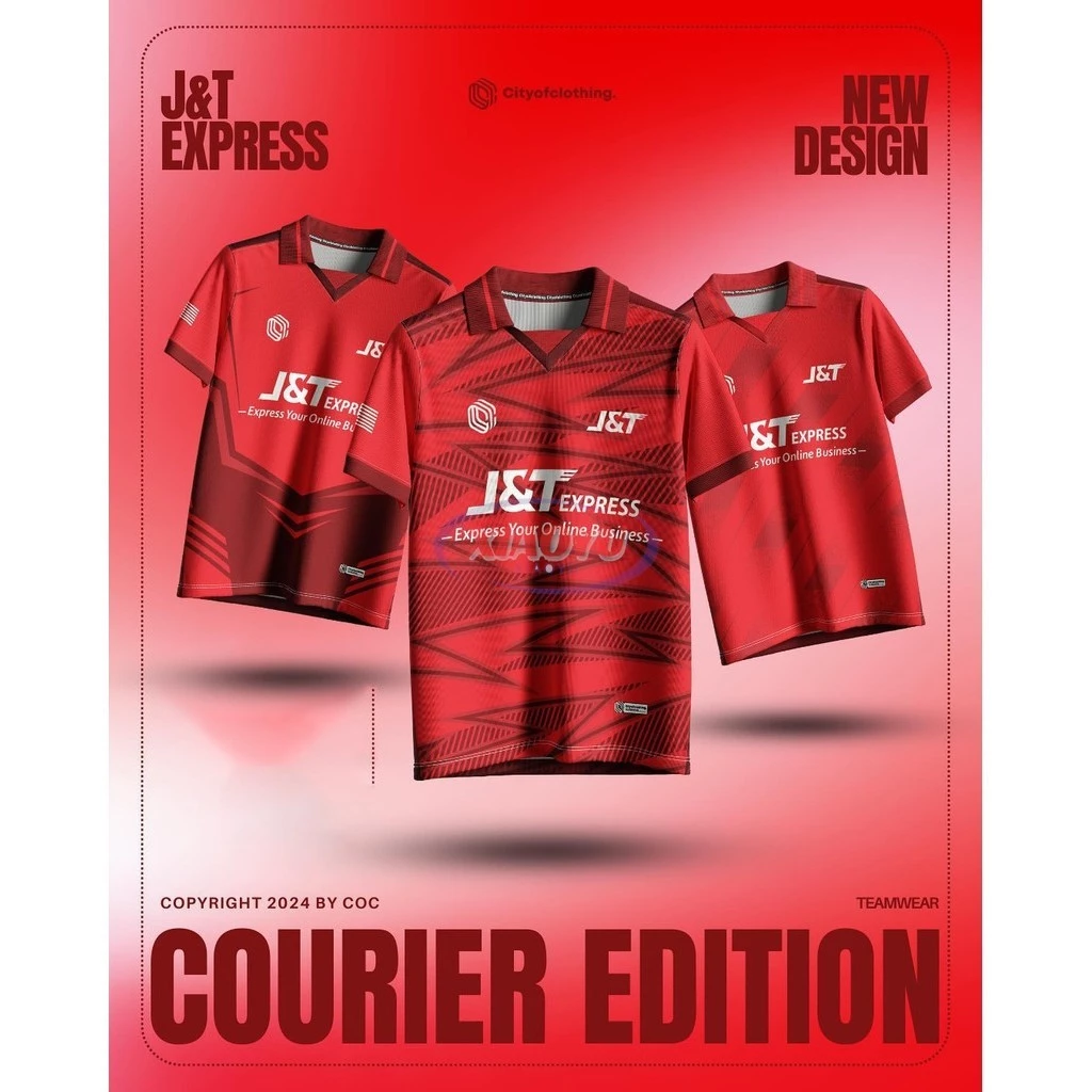 J&t EXPRESS Retro Summer Mens Short Sleeve Jersey Top Red Geometric Full Sublimation Print Jersey Casual อเนกประสงค์เสื้อแขนสั้น