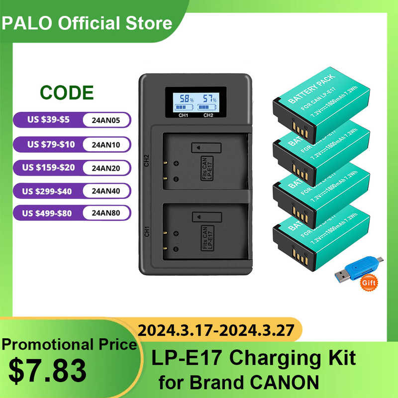 LPE17 6 LP LP-E17 E17 Battery+LCD USB Charger for Canon EOS RP 200 250D M3 M5 M6 750D 760D T6i T6