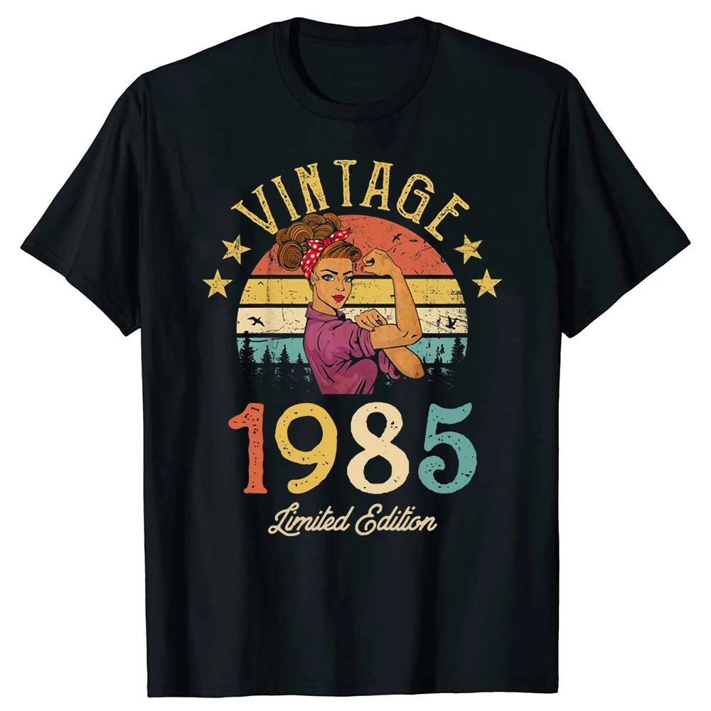 Vintage Made in 1985 39th Birthday 39 ปีเสื้อยืดฤดูร้อนกราฟิกผ้าฝ้าย 100% Streetwear แขนสั้นของขวัญ 