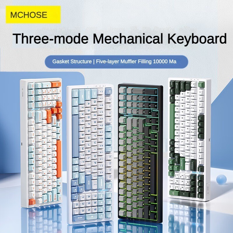 Mchose G98 คีย์บอร์ดเมคคานิคอลไร้สายบลูทูธ 2.4g RGB สามโหมด สําหรับเล่นเกม และสํานักงาน นักเรียน