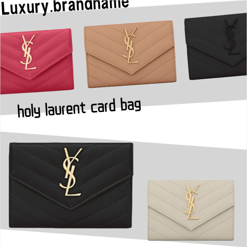 Yves Saint Laurent / กระเป๋าสตางค์แบบฝาพับ / YSL / กระเป๋าสตางค์แบบเดียวกันสำหรับบุรุษและสตรี